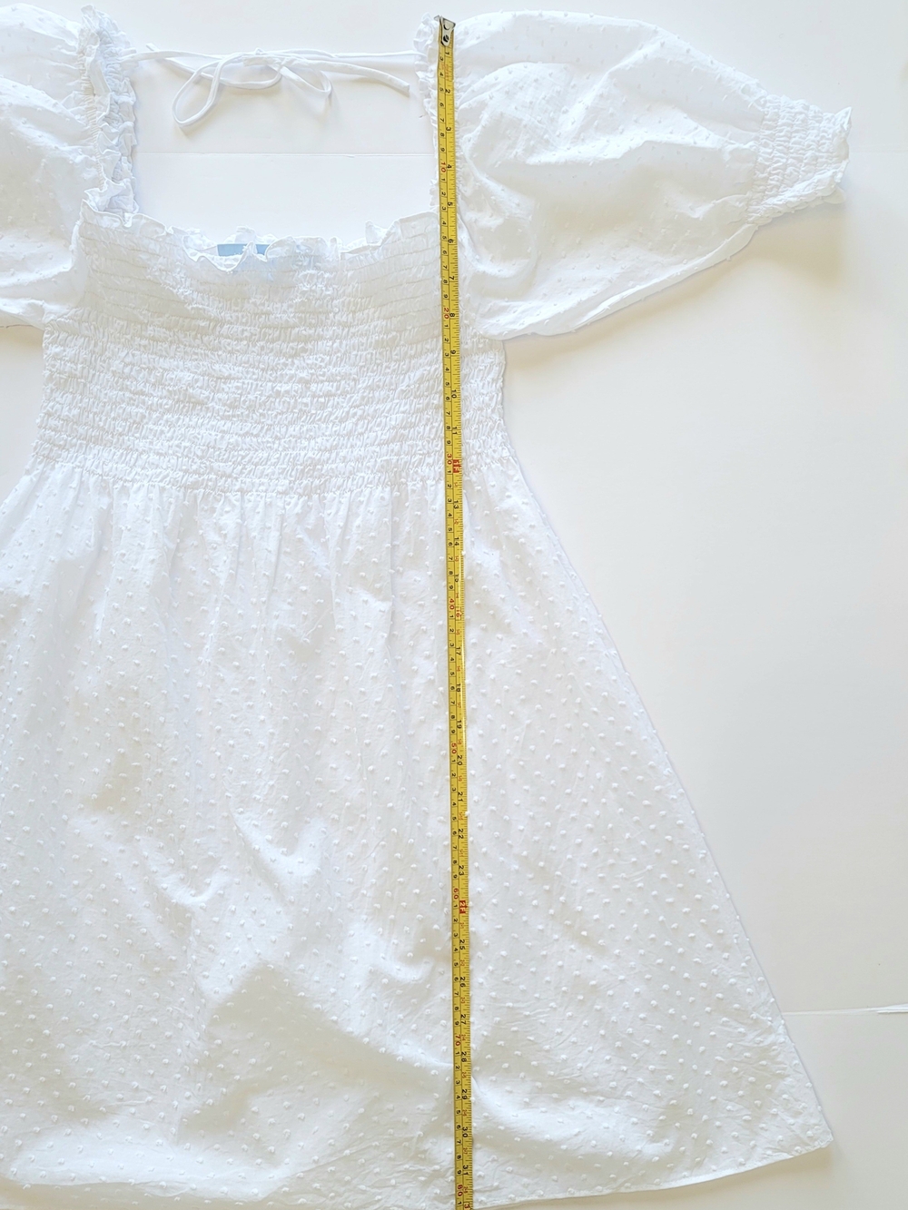 Hill House Athena Nap Dress White Cotton Swiss Dot Babydoll Puff Sleeve XS - Picture 6 of 7